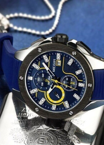 Мужские Часы 2053 Racer Blue кварцевые спортивные Megir (226704924)