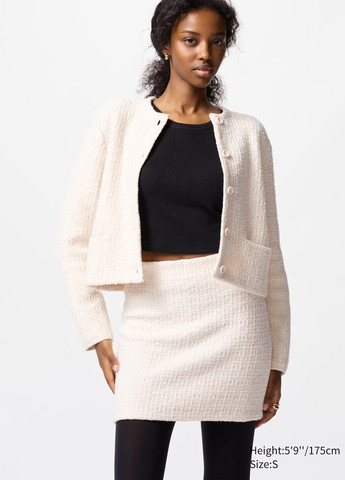 Молочная кэжуал однотонная юбка Uniqlo карандаш