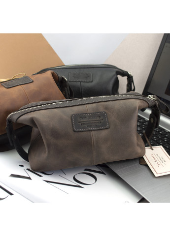 Косметичка чоловіча велика шкіряна 064 Br коричнева Tom Stone (250016356)