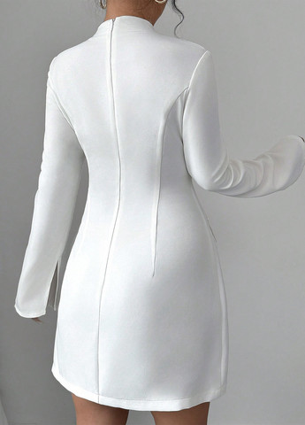 Белое деловое, кэжуал платье колокол, футляр SHEIN однотонное