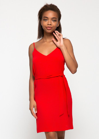 Красное кэжуал платье с открытыми плечами Lilove однотонное