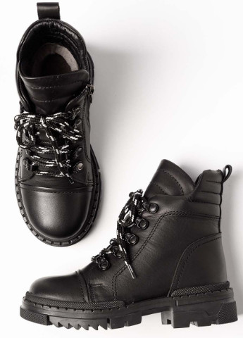 Черные кэжуал ботинки зимние из натуральной кожи на девочку 8548 32 20см черный 63266 Tutubi