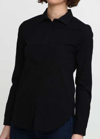 Черная кэжуал рубашка однотонная Sassofono