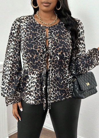 Комбінована блуза з баскою SHEIN