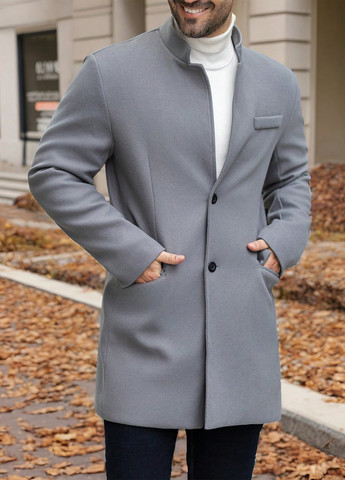 Сіре демісезонне Пальто однобортне SHEIN