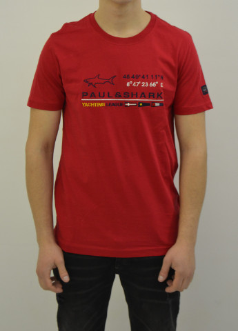 Красная футболка мужская embroidered flag t-shirt Paul & Shark