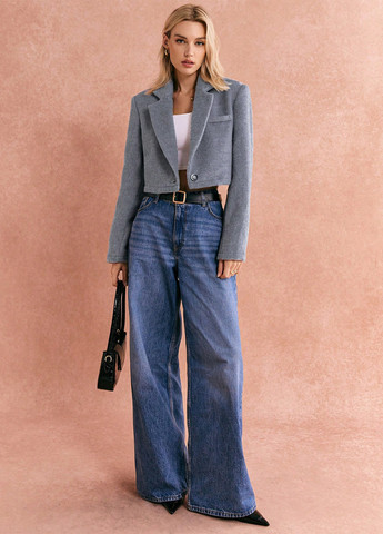 Серый женский жакет SHEIN однотонный - демисезонный