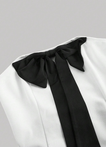 Чорно-білий кежуал сукня бандо SHEIN однотонна