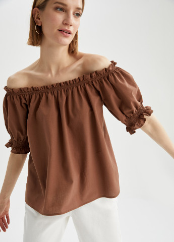 Светло-коричневая летняя блуза DeFacto