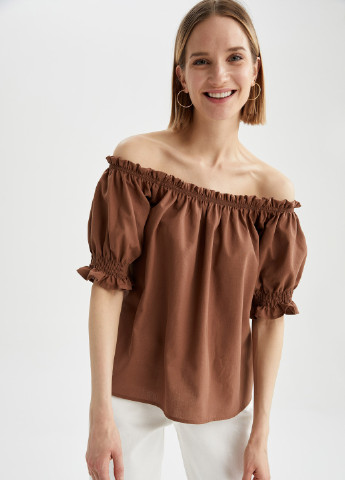 Світло-коричнева літня блуза DeFacto