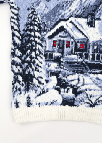 Молочный зимний свитер для мальчика молочный зимний теплый принт с домиками Pulltonic Прямая