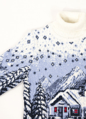 Молочний зимовий светр для хлопчика молочний зимовий теплий принт з будиночками Pulltonic Прямая