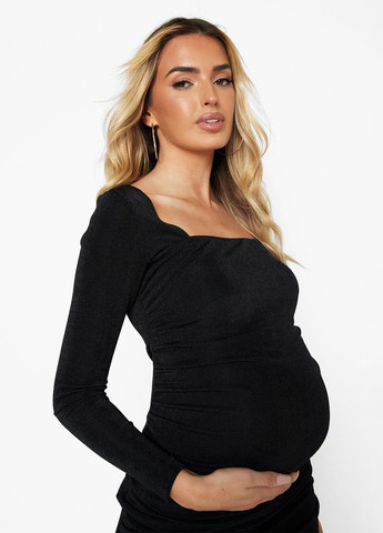 Черное кэжуал платье для беременных силуэтная Boohoo однотонное