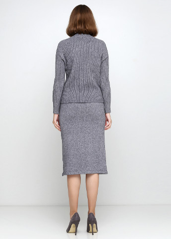 Костюм (свитер, юбка) Max long fashion юбочный однотонный серый кэжуал
