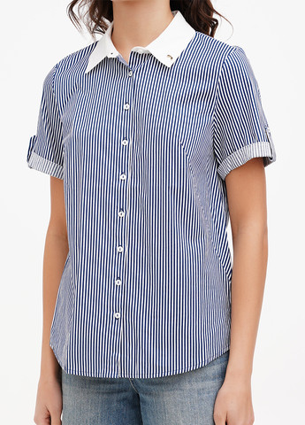 Темно-синяя кэжуал рубашка в полоску Sassofono Club