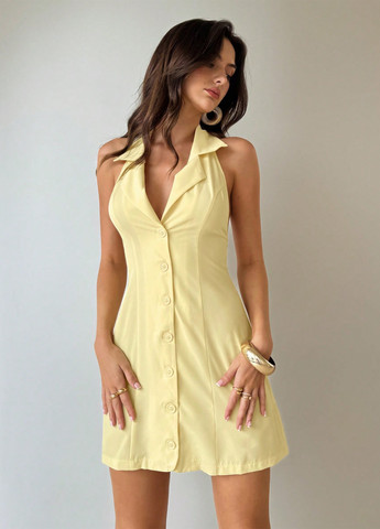 Жовтий кежуал сукня сукня-сорочка SHEIN однотонна