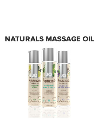 Массажное масло - Naturals Massage Oil - Peppermint&Eucalyptus с эфирными маслами (120 мл) System JO (255169488)