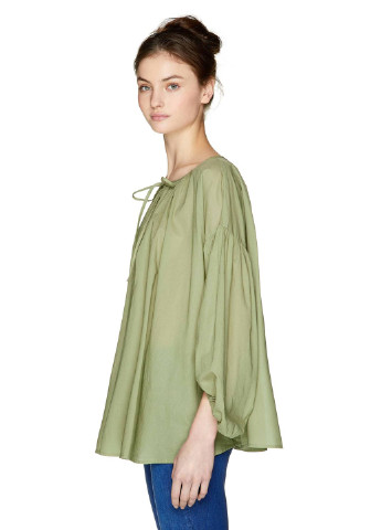 Оливково-зеленая демисезонная блуза с длинным рукавом United Colors of Benetton