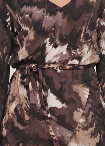 Коричневое кэжуал платье футляр Gerard Pasquier с абстрактным узором