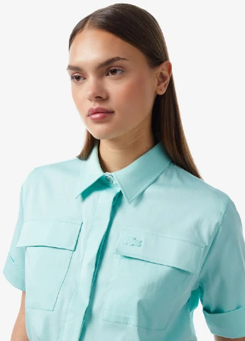Мятная кэжуал рубашка однотонная Lacoste