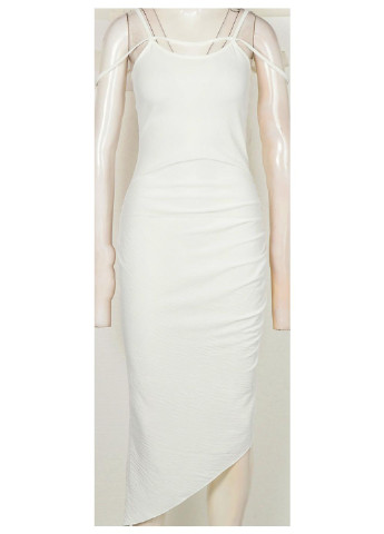 Белое кэжуал платье с открытой спиной Boohoo однотонное