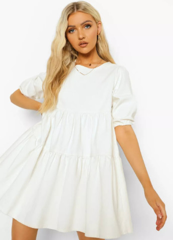 Белое кэжуал платье Boohoo однотонное