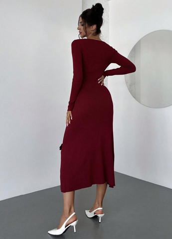 Вишневое праздничный, кэжуал платье а-силуэт SHEIN однотонное