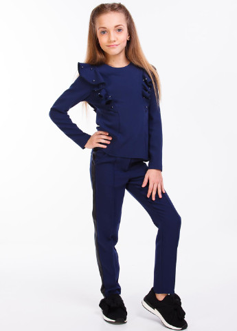 Темно-синие кэжуал демисезонные со средней талией брюки Sofia Shelest