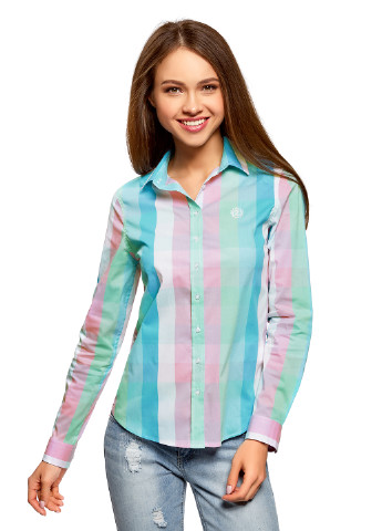Цветная кэжуал рубашка в полоску Oodji