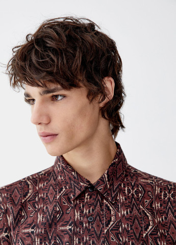 Коричневая рубашка Pull & Bear