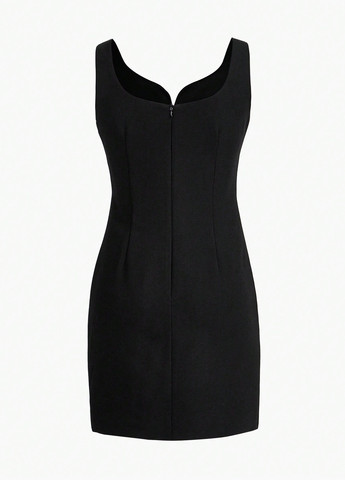 Черное вечернее платье SHEIN однотонное