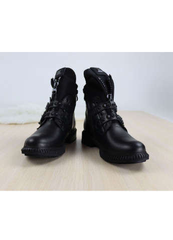 Черные женские ботинки берцы на молнии с шипами, с молнией, с заклепками, с тиснением, со шнуровкой