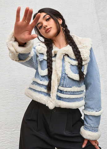 Блакитна зимня куртка SHEIN