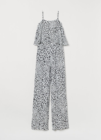 Комбинезон H&M комбинезон-брюки леопардовый белый кэжуал вискоза