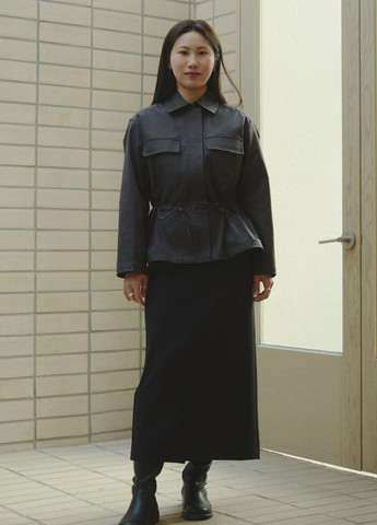 Черная кэжуал, офисная однотонная юбка Uniqlo карандаш