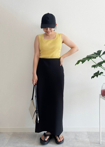 Черная кэжуал, офисная однотонная юбка Uniqlo карандаш