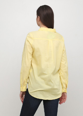 Сорочка H&M однотонна жовта кежуал бавовна