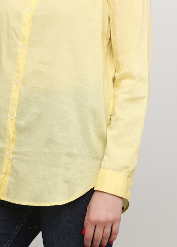Сорочка H&M однотонна жовта кежуал бавовна