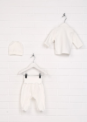 Молочный демисезонный комплект (шапка, кофта, ползунки) Baby Art