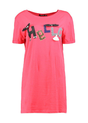 Розовое кэжуал платье платье-футболка Boohoo с надписью