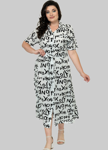 Комбинированное кэжуал платье а-силуэт A'll Posa с надписью