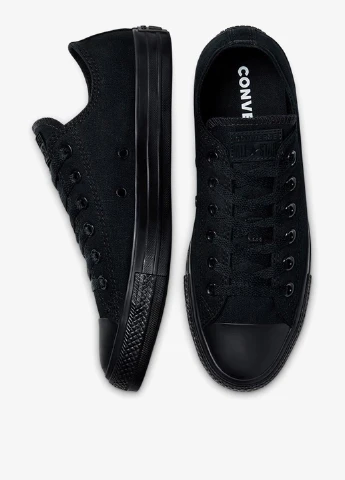 Черные кеды Converse ALL STAR OX BLACK MONO с логотипом