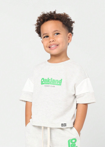 Світло-сірий літній костюм (футболка, шорти) з шортами SHEIN