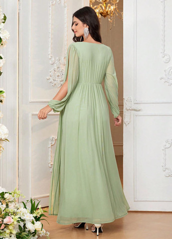 Фісташкова святковий, вечірня сукня для вагітних на запах SHEIN однотонна