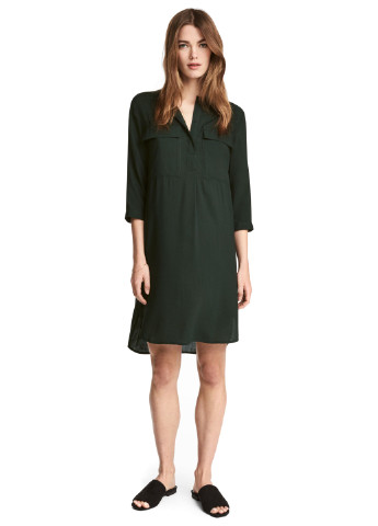 Темно-зеленое кэжуал платье H&M