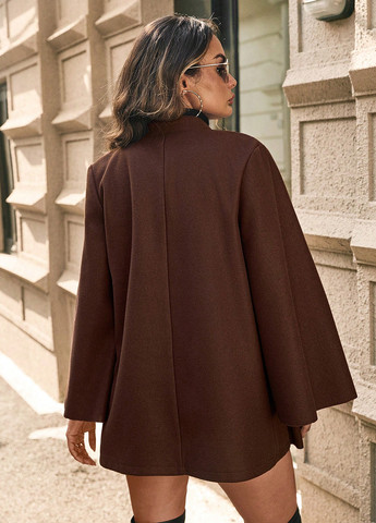 Коричневе Кежуал напівпальто двобортне SHEIN однотонне