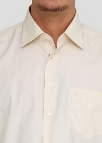 Светло-бежевая кэжуал рубашка однотонная Romano Botta с длинным рукавом
