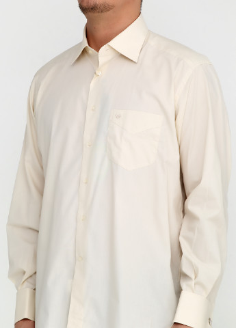 Светло-бежевая кэжуал рубашка однотонная Romano Botta с длинным рукавом