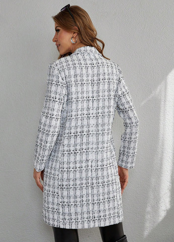 Чорно-білий демісезонне Пальто двобортне SHEIN