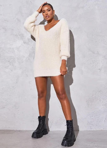 Молочна кежуал cукня сукня светр PrettyLittleThing однотонна